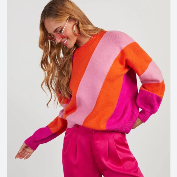 Vici Hung Up On You Color Block Knit Sweater - Picture 1 of 4